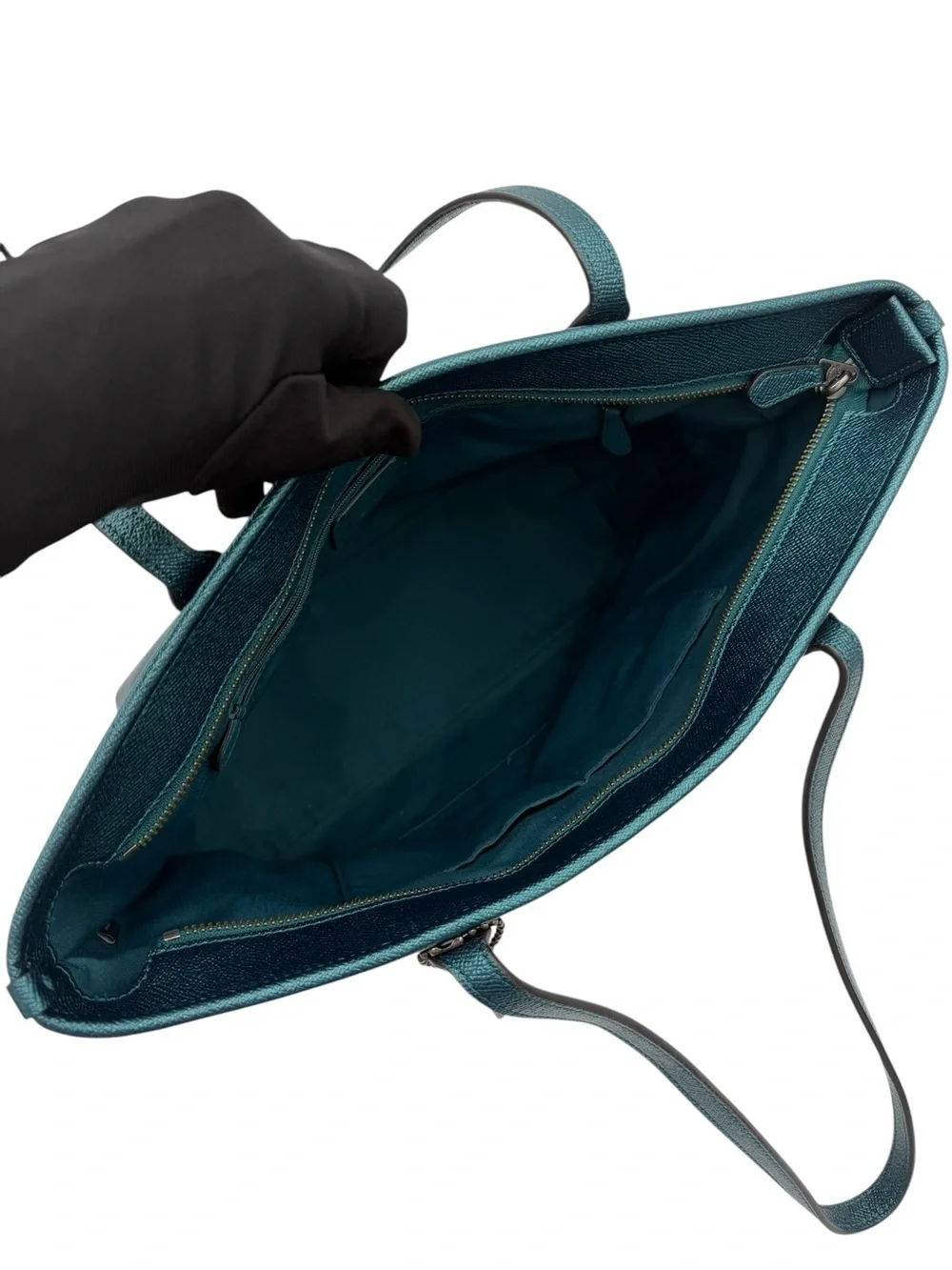 🦚 Coach City Tote in Metallic Teal / Viridian Crossgrain Leather 🦚